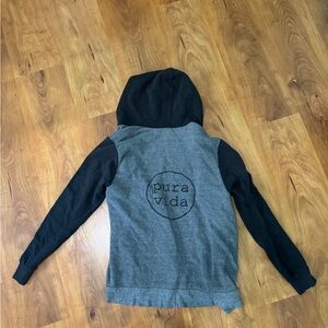 Gray and Black Hoodie with Pura Vida Logo